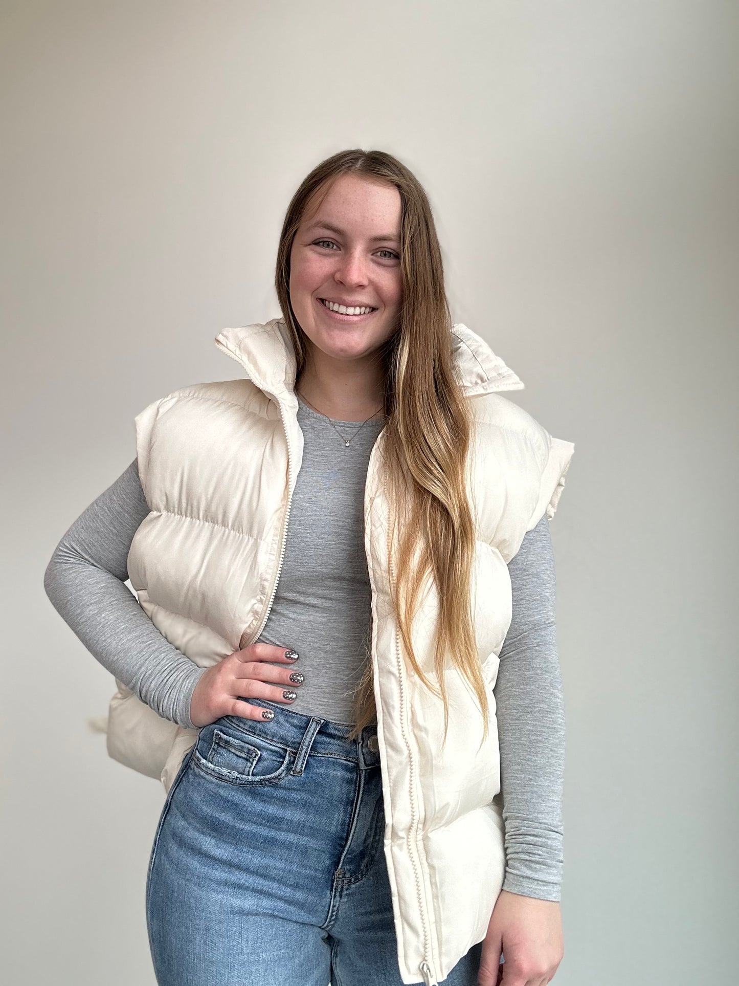 Cream Puffer Vest