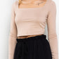 Tan Square Neck Crop Top