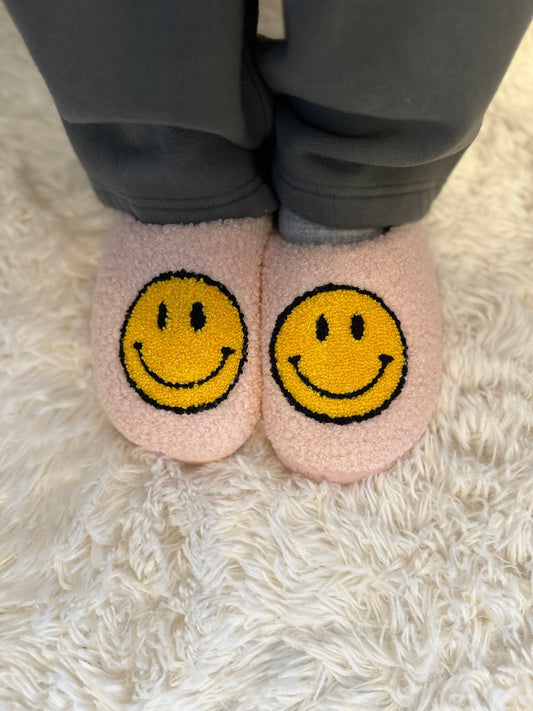 Kids Pink Smiley Slippers