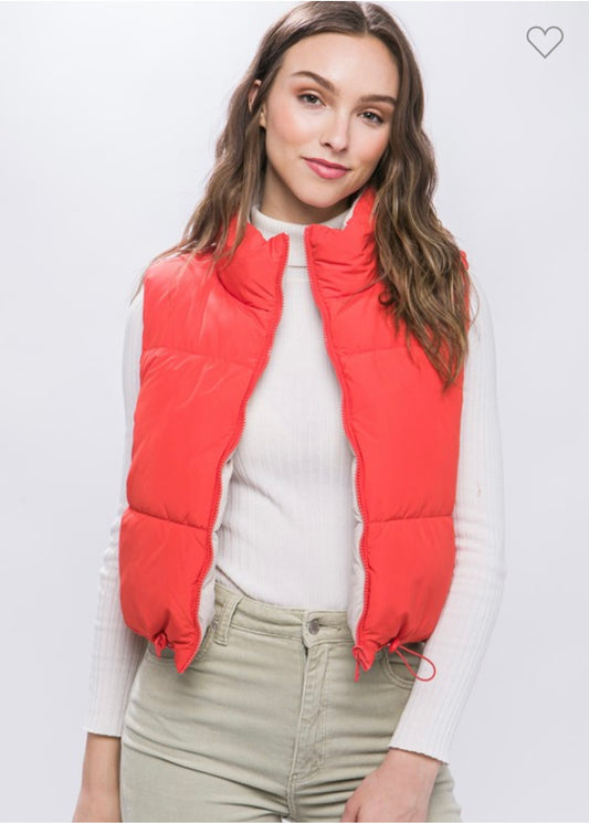 Cropped Vest/Reversible - Red