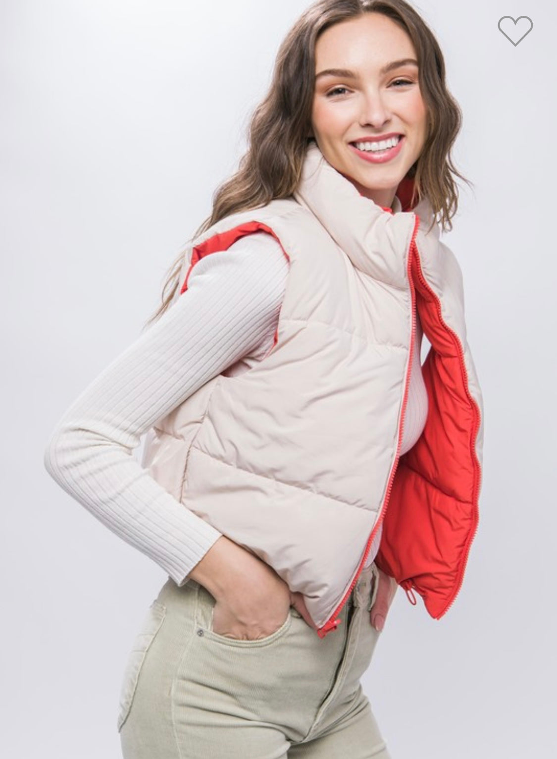 Cropped Vest/Reversible - Red