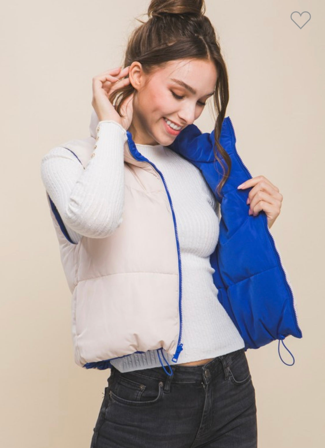 Cropped Vest/Reversible - Blue