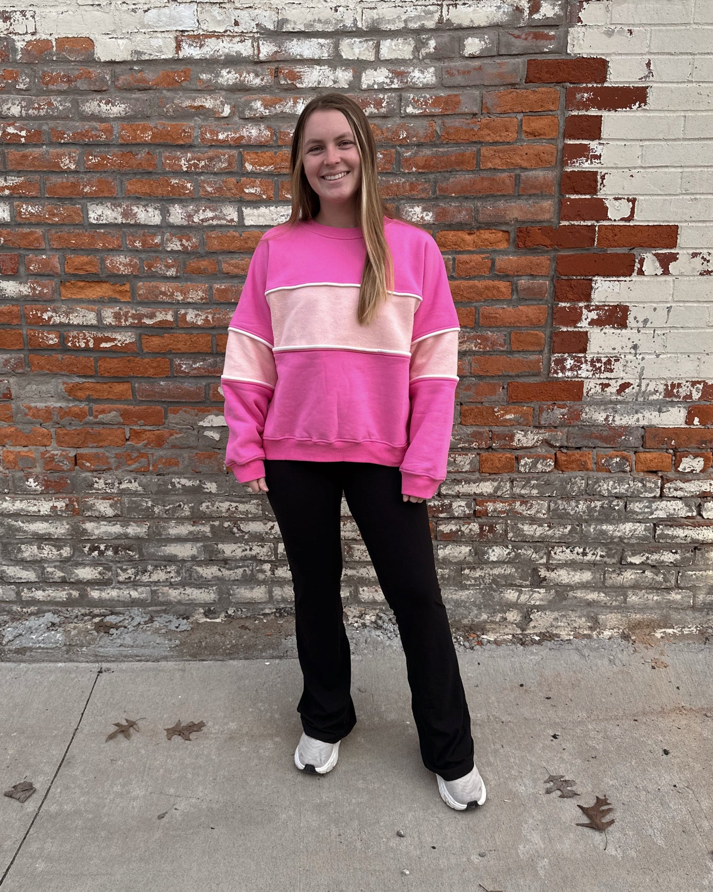 Pink Color Block Sweatshirt