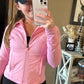 Pink Cropped Athletic Jacket