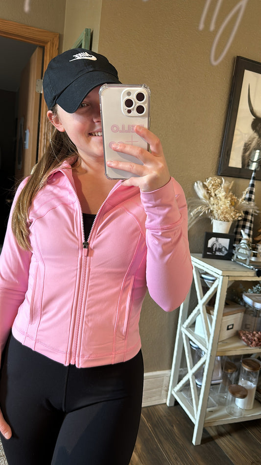 Pink Cropped Athletic Jacket