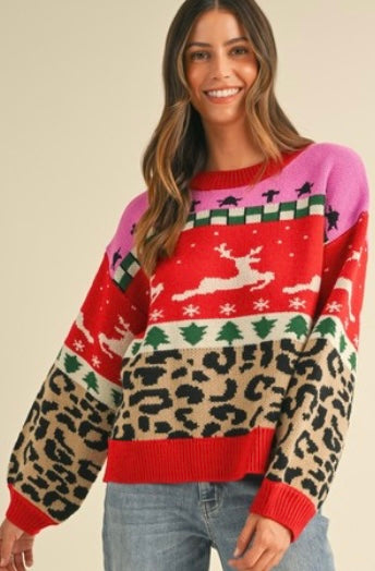 Cheetah Christmas Sweater