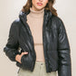 Faux Leather Puffer Coat