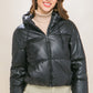 Faux Leather Puffer Coat