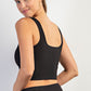 Ribbed Square Neck Tank - Black