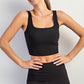 Ribbed Square Neck Tank - Black