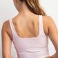 Ribbed Square Neck Tank - Pink