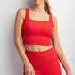 Ribbed Square Neck Tank - Red